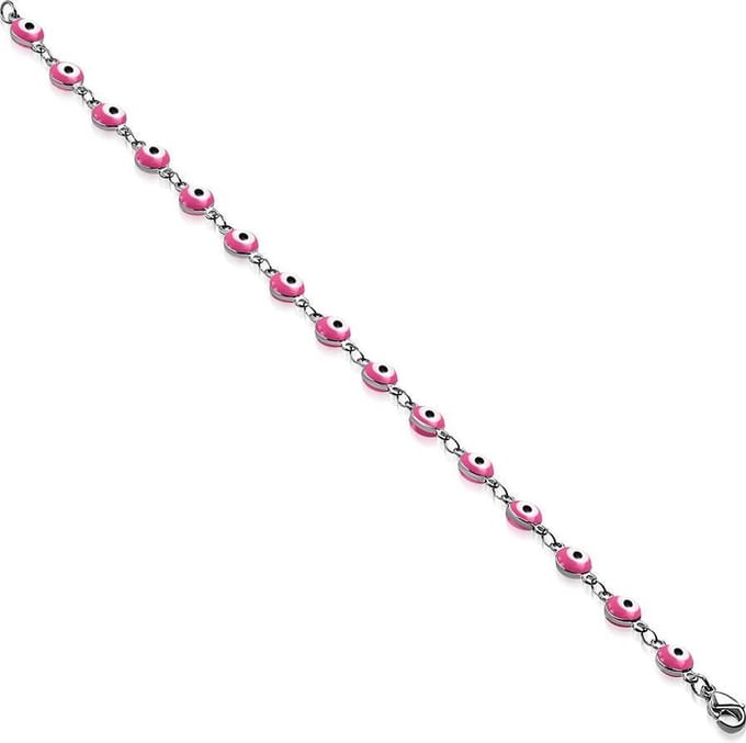 Amanto Armband Ester - 316L Staal - Kwaad Oog - Roze - 19cm