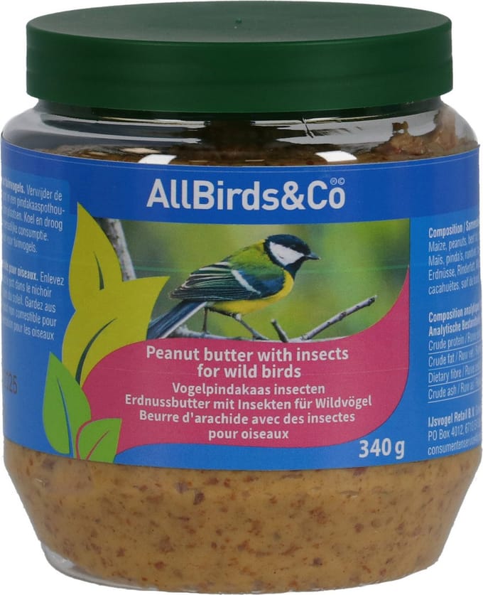 Allbirds&Co Vogelpindakaas Insecten - Tuinvogelvoer - 340 g