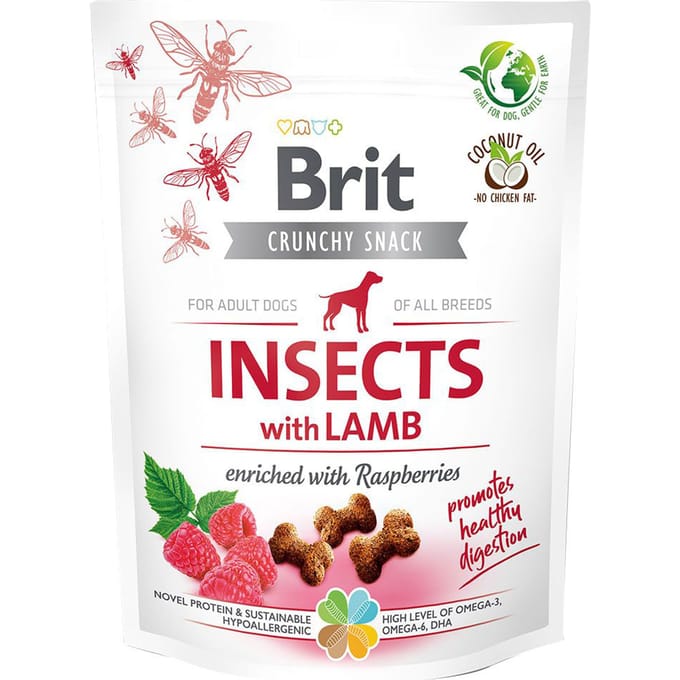 3x200g Brit Care Crunchy Crackers Insecten, Lam & Frambozen Hondensnacks
