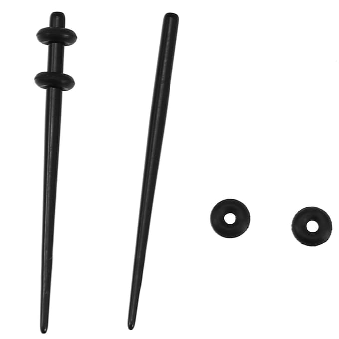 2 stuks Acryl Rekker Oorpiercing Taper Expander O-ring Rekset Zwart black