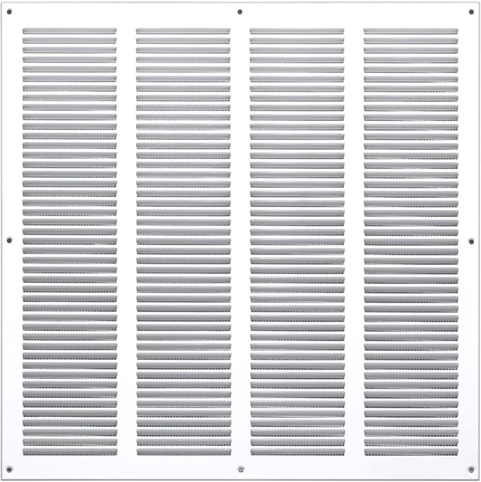 Metalen Ventilatirooster Wit 400x400 mm met Insectengaas voor Afvoer