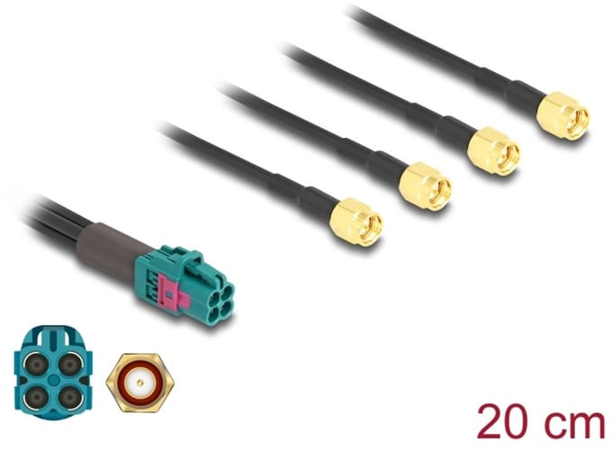 Delock Cable Mini FAKRA Z jack quad to 4 x SMA plug A-Type