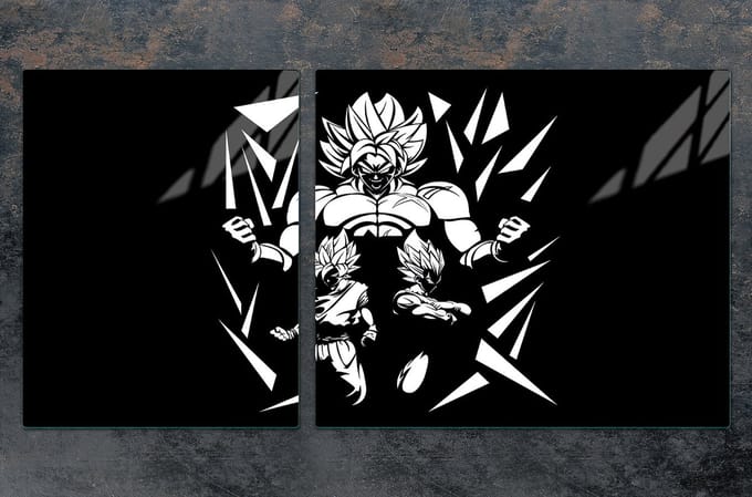 TMK ArtDeko - Snijplank en Beschermplaat - Anime Thema - 100x52 cm - Glas
