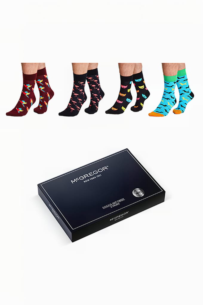 McGregor Sokken Heren | Maat 41-46 | Animal Giftbox | Multi Cadeau mannen/Sokken Giftbox
