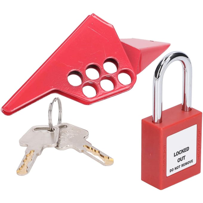 Verrou de vanne à bille standard petit verrou de vanne à bille à poignée de pipeline industriel avec cadenas 38 mm red