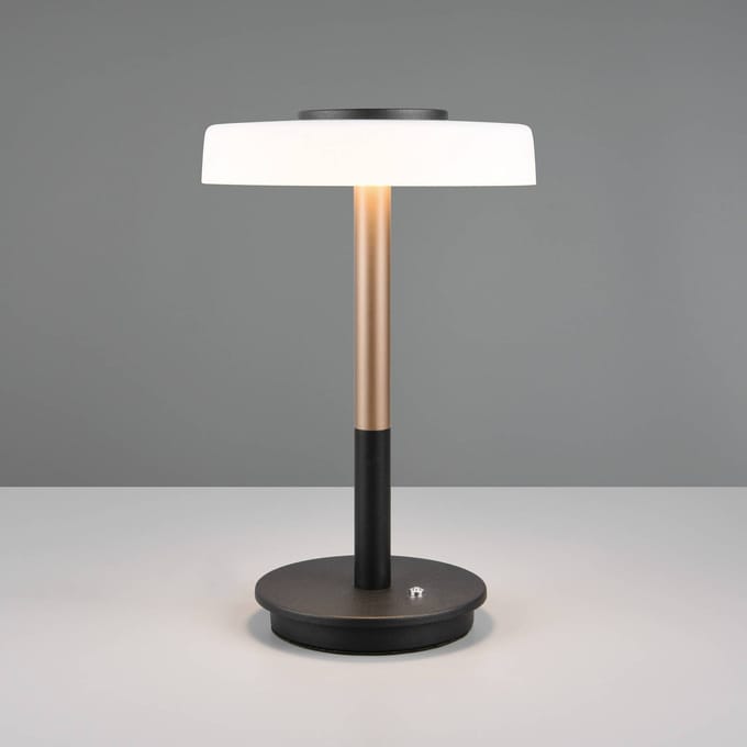 Trio Lighting LED tafellamp Celeste wit/bruin 35 cm glas/metaal Touchdim