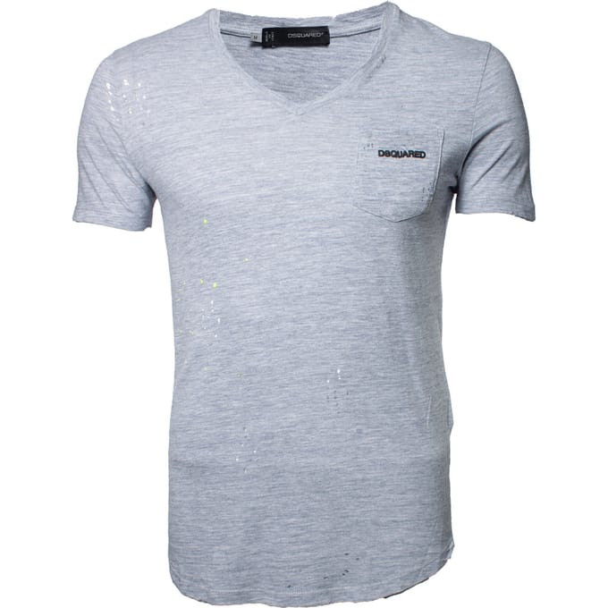 Dsquared2, grijze t-shirt met gescheurd ontwerp