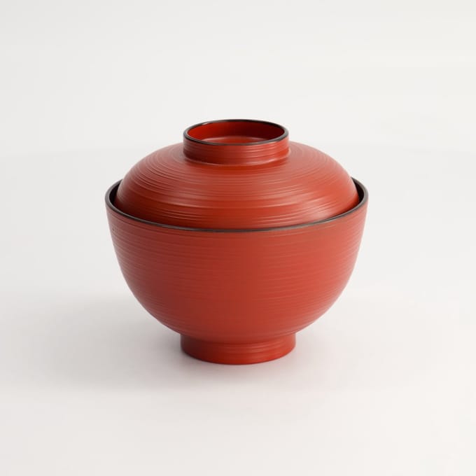 Tokyo Design Studio - Lacquerware - Kom met Deksel - Rood/Zwart - 300 ml - 10.8 x 6.35 cm