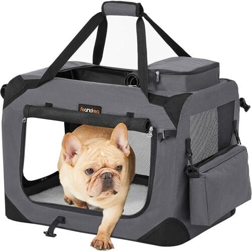 Feandrea Euziel Opvouwbare Hondentransportbox - 60 x 42 x 42 cm - Grijs
