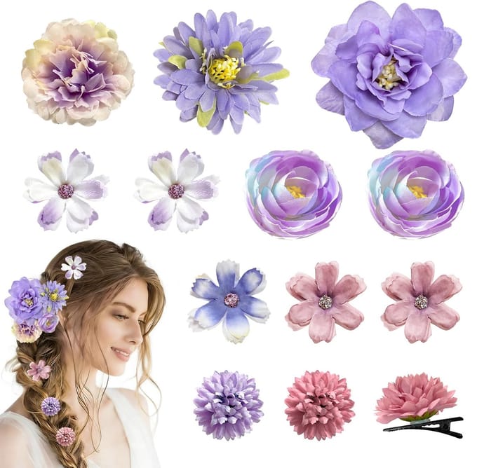 bloem haaraccessoires (12*blauw; paars)
