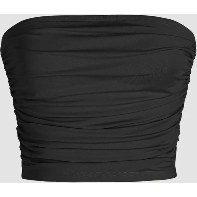 Strapless Ruffle Drape Crop Top