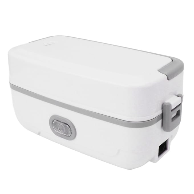 Elektrische Lunchbox 2 Compartimenten Snelle Verwarming Roestvrij Staal Lekdicht Voedselverwarmer Warmer voor L(for 6.5-9kg) gray