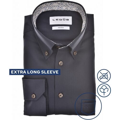Ledûb Overhemd Urban Contrast Collar Mouwlengte 7 Donker Blauw / male