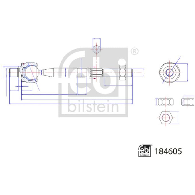 Axiaalgewricht, spoorstang FEBI BILSTEIN 184605
