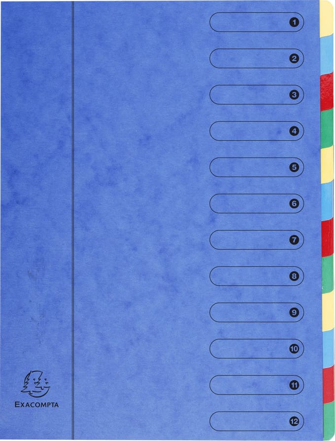 Exacompta 6x Sorteermap Harmonika met uitrekbare rug en elastosluiting - 12 indelingen - Blauw - 5112E