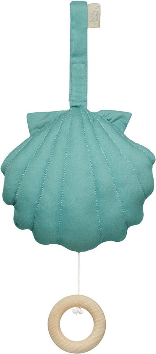 Muziekdoosje schelp met klittenbandlus - canal green