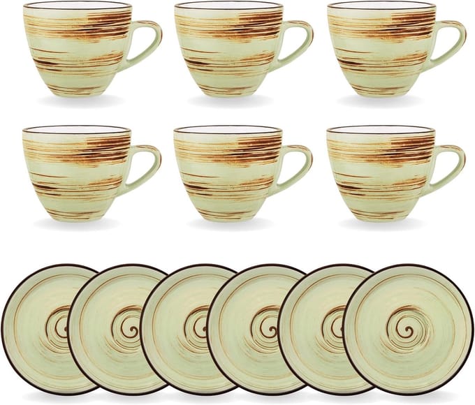 Wilmax Espressokop met schotel 110 ml Pistache Porselein 6 st.