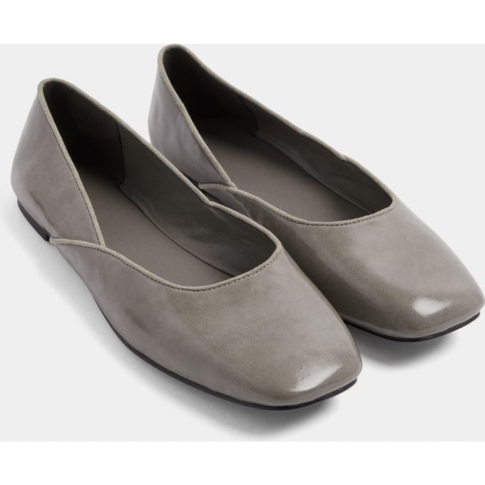 Yours Grijze Balletpumps Met Vierkante Neus In Brede Epasvormsize 42E