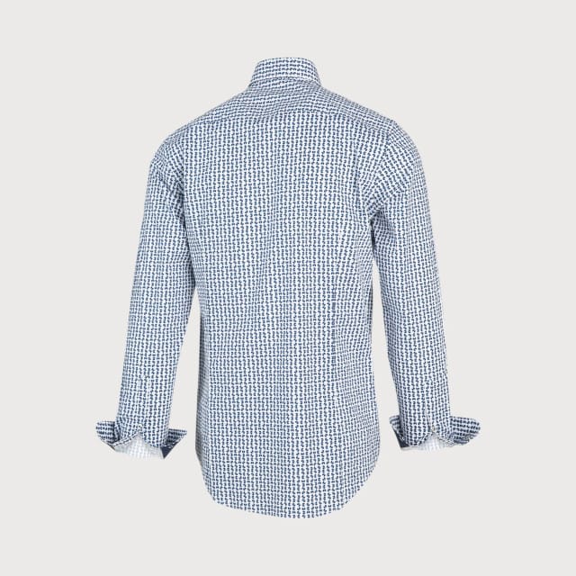 Blue Industry Wit blauw print overhemd |