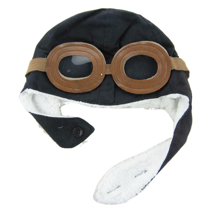 Chapeau Chaud en Polaire Pilote Hiver Coupe-vent avec Oreillettes pour Enfants noir