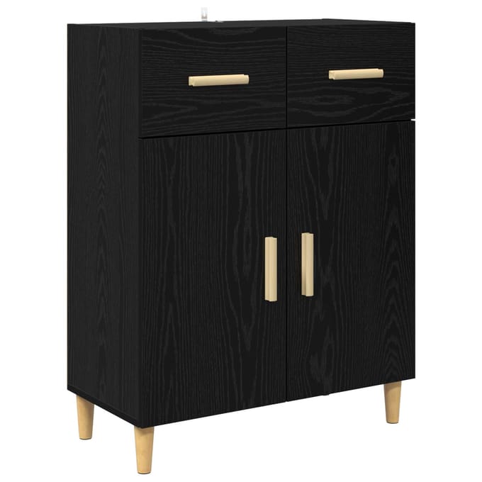 vidaXL - Dressoir - Zwart - eiken - 34 - x - 69.5 - x - 89 - cm - Bewerkt - hout