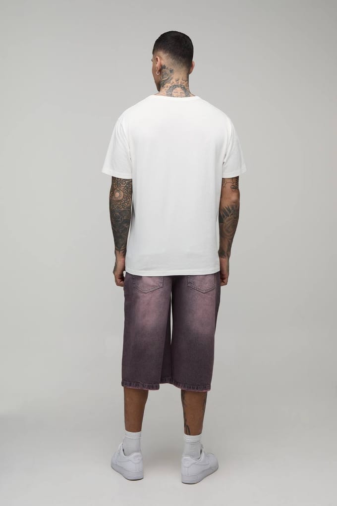 Tall Longline Getinte Denim Jorts | Pink | Size 38