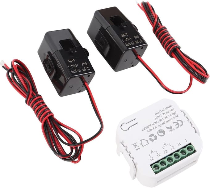 Slimme Energiemeter - WiFi Monitor - Energie Beheer - Dubbele Klem - 80A - Wit