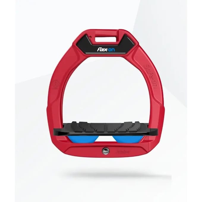 Veiligheidsschoenen voor kinderen met schuin grip in rood/zwart/blauw. Flex-On Safe-On