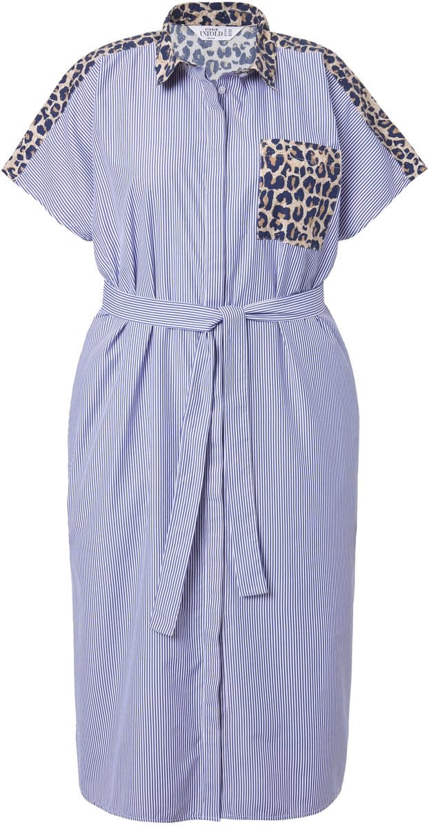 Studio Untold - Dames - Overhemdjurk oversized model leopatch - Donkerblauw - Maat 54+