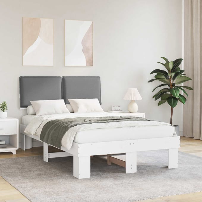 vidaXL - Bedframe - met - Gevoerde - Hoofdbord - Lichtgrijs - 120 - x - 200 - cm