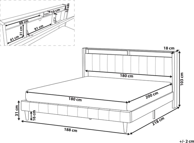 BEAULIEU - Bed met opbergruimte - Beige - 180 x 200 cm - Polyester