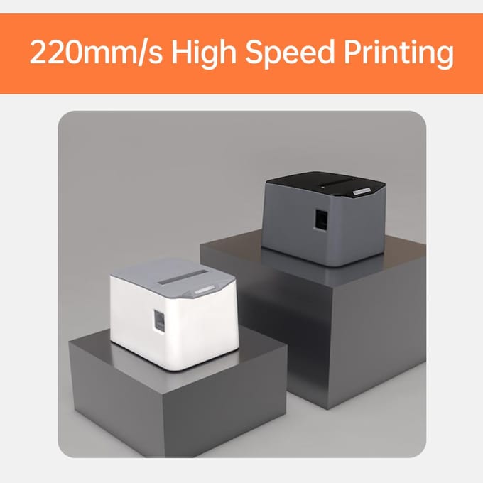 Bisofice thermische bonprinter 80 mm desktop direct thermisch afdrukken USB + LAN-verbinding hoge snelheid EU PLUG wit