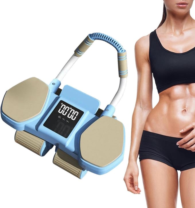 Buikspierroller - Buikwiel trainer - Core training - Automatische rebound - 45 cm - Blauw