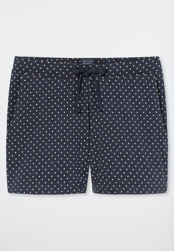 SCHIESSER Mix+Relax loungebroek kort - dames broek kort gestipt donkerblauw