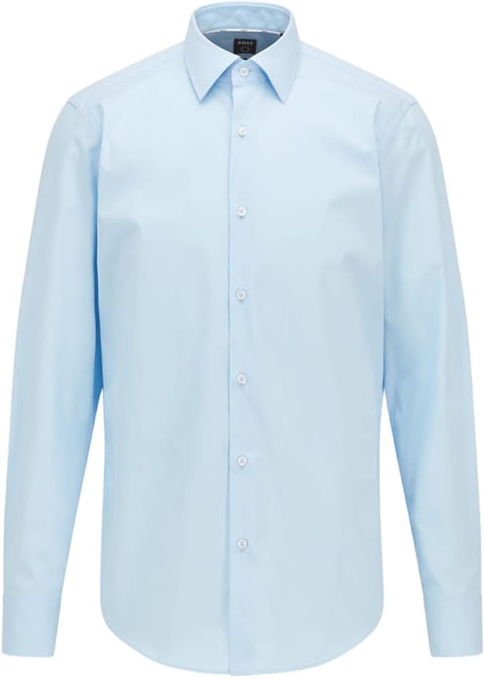 BOSS Joe regular fit overhemd - popeline - blauw - Strijkvriendelijk - Boordmaat: 38