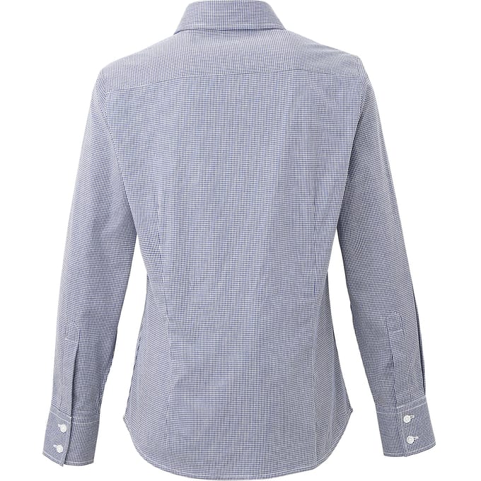 Premier Dames/dames Microcheck Shirt met lange mouwen (Marine / Wit)