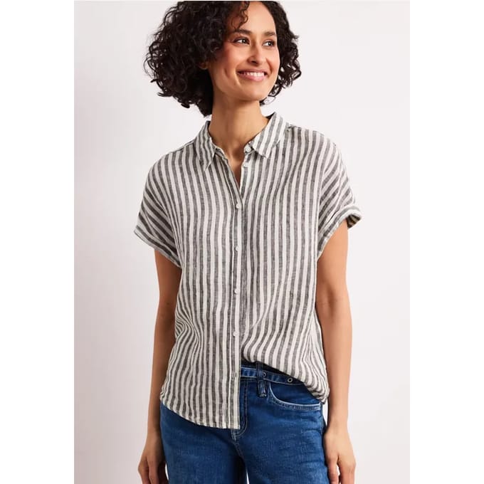 Gestreepte linnen blouse