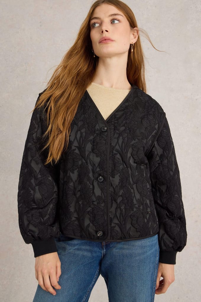 White Stuff Bella Jacquard Jacket Pure Black Taglia: M | Giacche corte Outlet | Donna | Nero