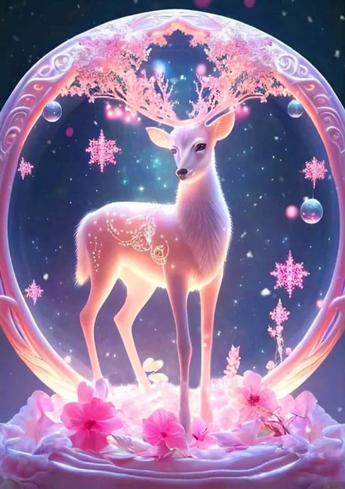 Diamond Painting Serie - Schilderij - Dieren - Hert - Bloemen