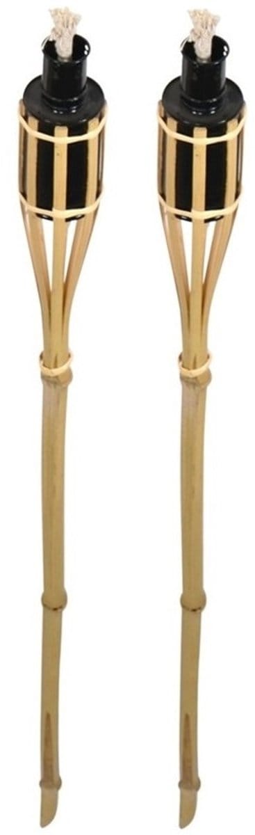Bellatio design Tuinfakkels - 2x stuks - bamboe - 60 cm - navulbaar - fakkels