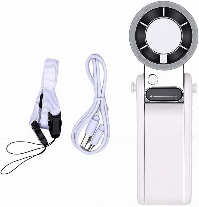 Draagbare Handventilator - Persoonlijke Koeler - Buiten Koelen - IJskoeler Functie - 3000 mAh Batterij - Wit
