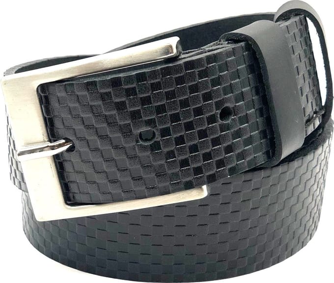 4 CM JEANS RIEM 40504-1 ZWART PRINT MAAT 85
