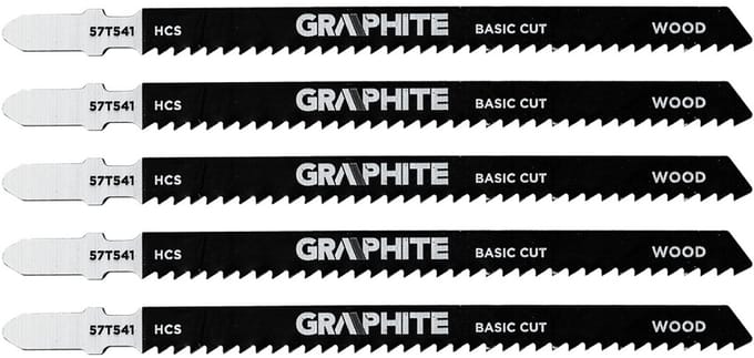 GRAPHITE 57T541 - Jigsaw Blade Set - 9 TPI - HCS - T-schacht - 5 stuks