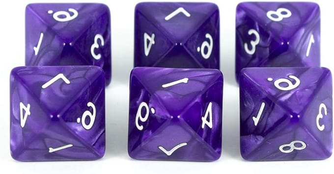 D8 Dobbelstenen Set - Octaëder Dobbelstenen - Rollenspellen Spelen - Pareleffect Afwerking - 6 Stuks - Paars