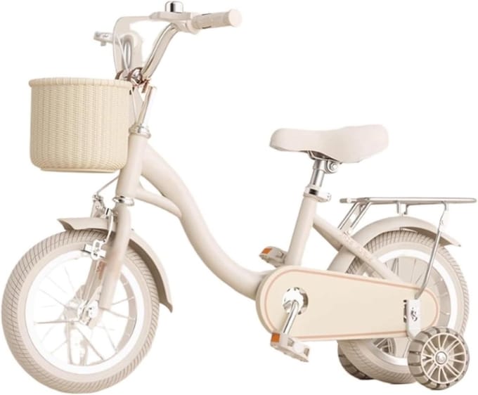 Kinderfiets - Loopfiets - Leren Fietsen - Met mand en zitje - 18 inch - Beige