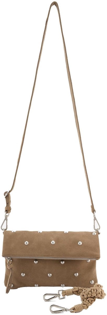 FREDsBRUDER Leren schoudertas Endless Beads Flap Bag Taupe