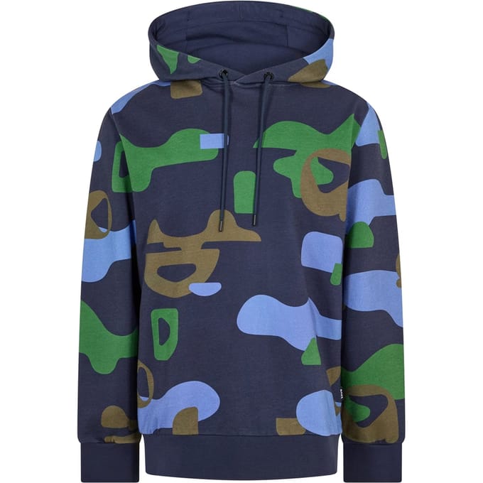 Boss Mannen Camouflage Logo Hoodie (Donkerblauw)