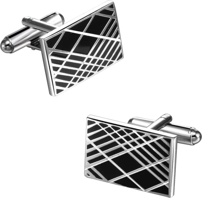Fako Bijoux - Manchetknopen - Blok Ruit - 21x14mm - Zilverkleurig