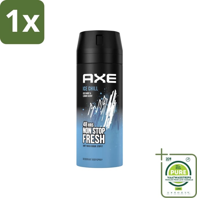 1 x Axe - Deodorant Bodyspray - 48hrs Fresh - Ice Chill - Iced Mint & Lemon - 150 ml - Deodorant - Axe - Ice Chill - Frisheid - Geur