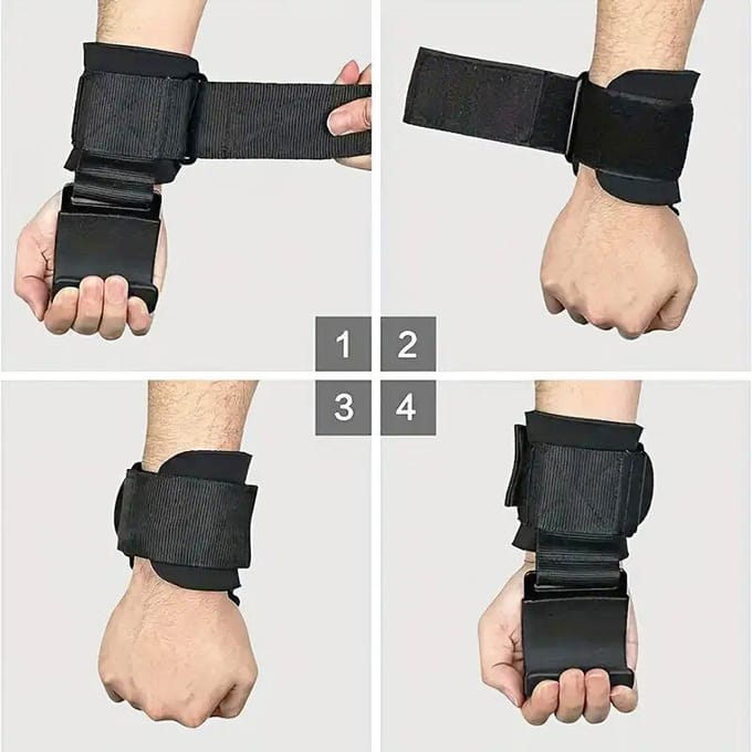 Fitness Haak Pols Grip Haak Pull-up Horizontale Stang Handschoen Hulpriem Deadpull Riem Hulp Handriem One size, one pack. black